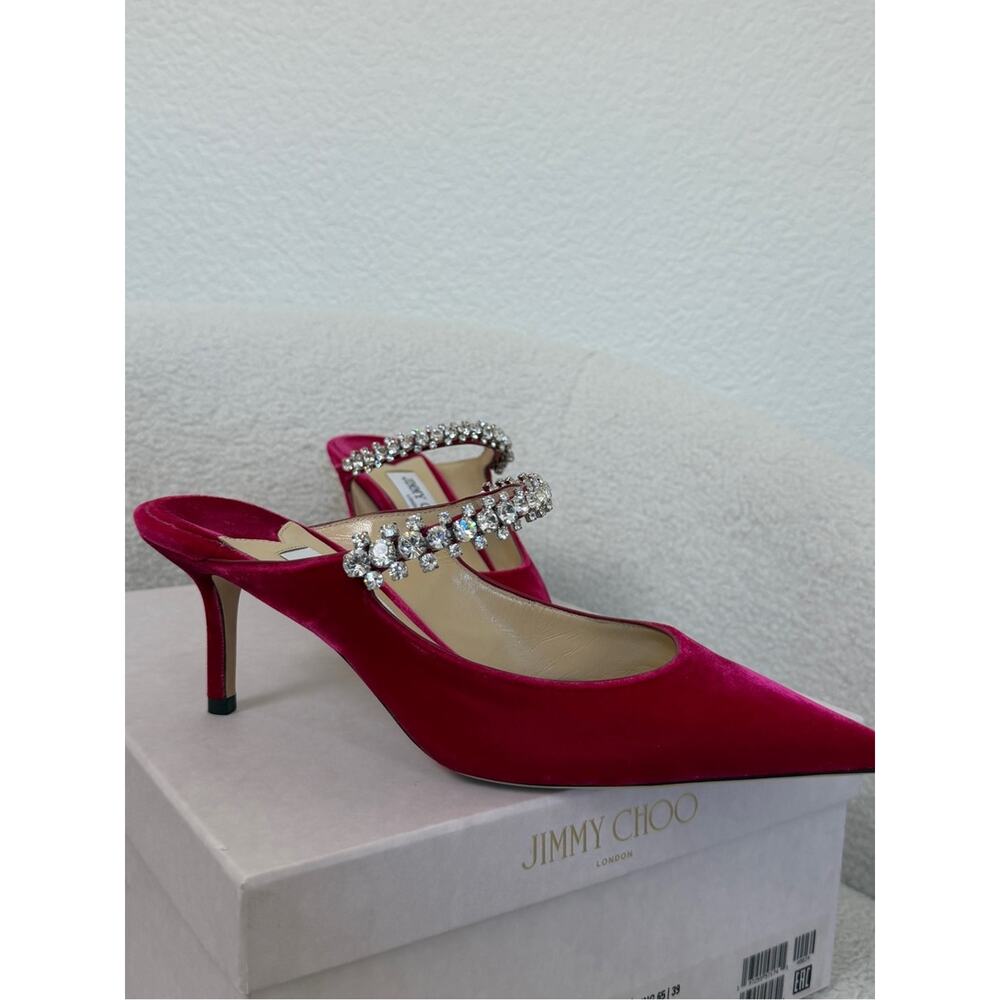 Sale ends 5/24 immy Choo Bing Velvet Crystal-Strap Slingback Pumps Cherry 37.5